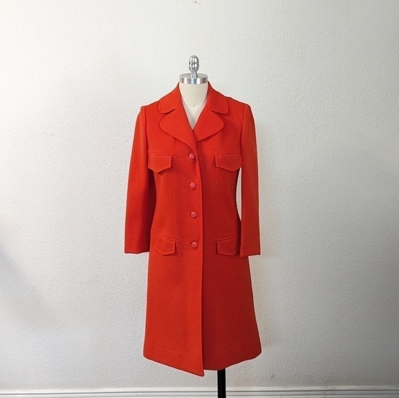 Vintage Butte Knit Wool Blend Mid Length Jacket Orange M retro mod preppy fall - Picture 1 of 6